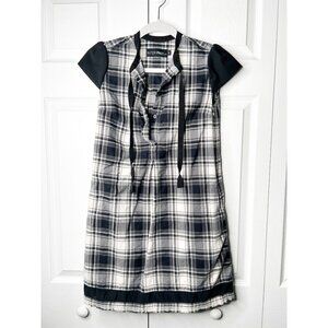 INTER-PRET.US Wednesday Black Plaid Tie Neck Mini Dress Women's Size 2
